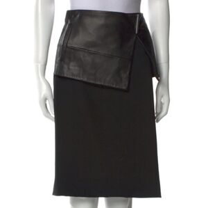 Tibi Lamb Leather Black Pencil Skirt Size 4